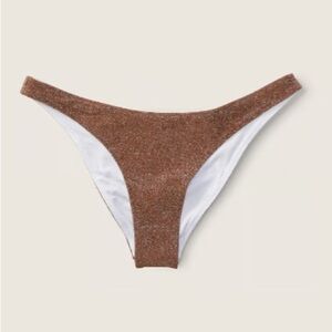 NWT Victoria Secret PINK Brown Shimmer Brazilian Bikini Bottom